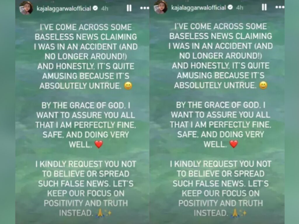 Kajal Aggarwal is Alive, Why She Had to Prove This? Kajal Aggarwal Clarification