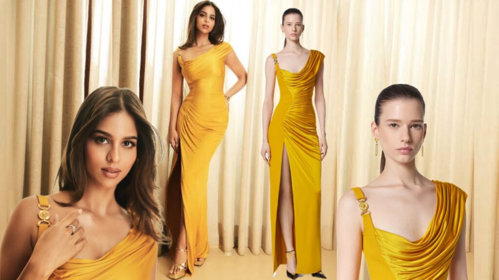 Suhana versace draped gown