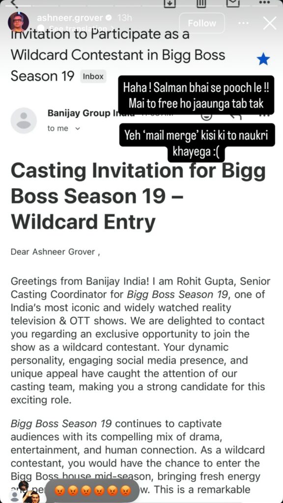 asheer grover insta story